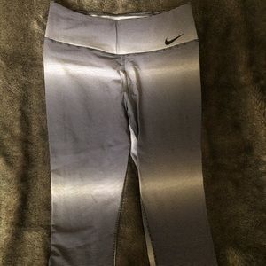 Grey and white nike Capri running pants